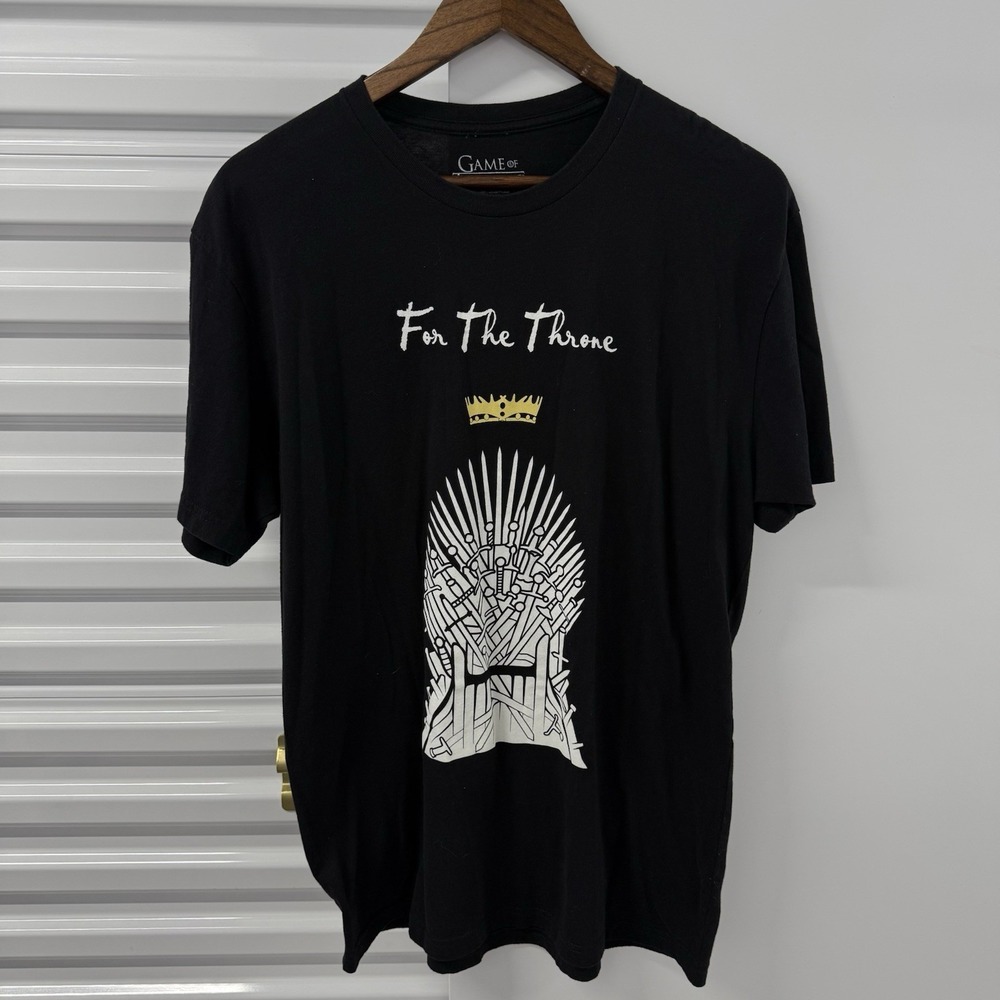 Game of Thrones For The Throne T Shirt Iron Throne Graphic HBO Black L